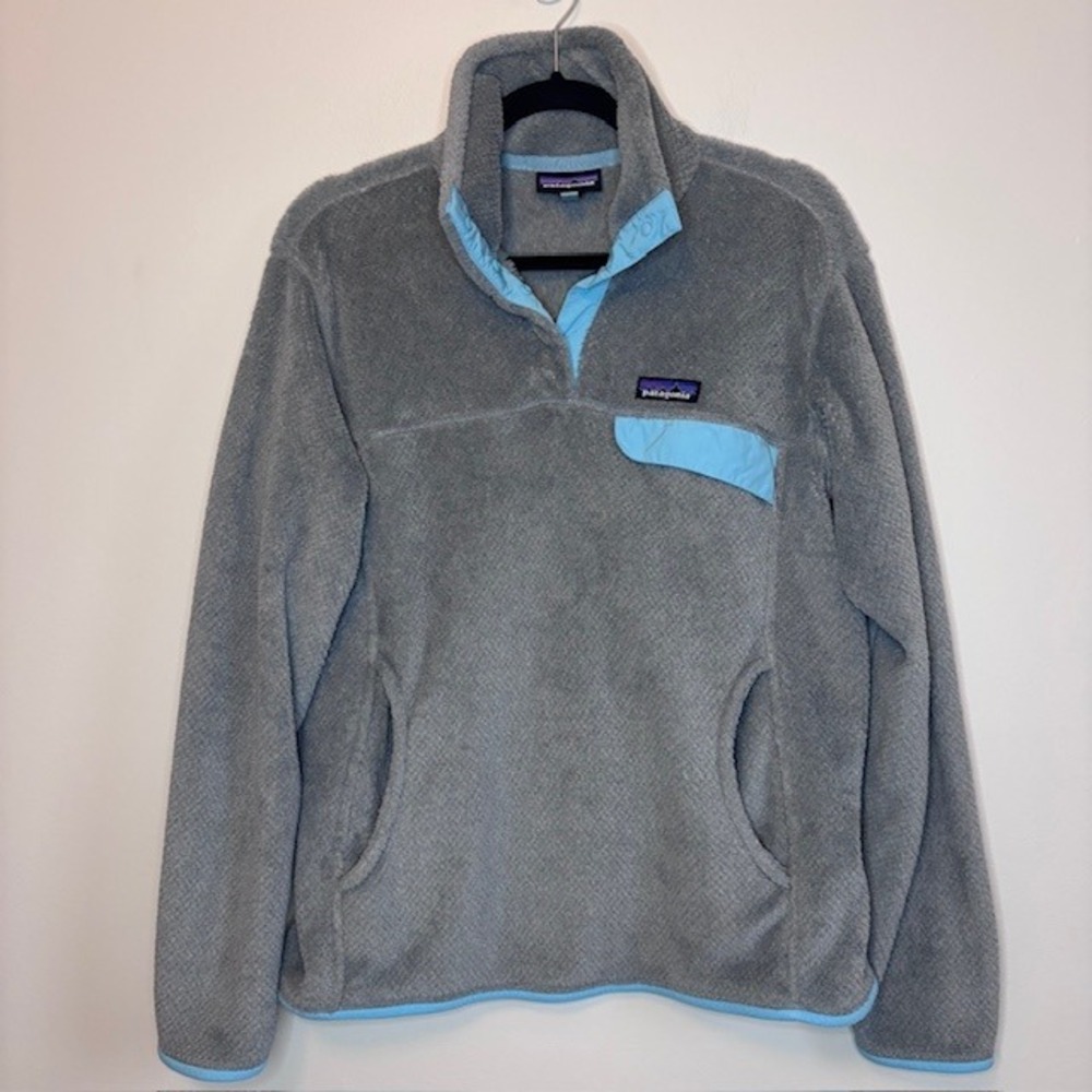 Patagonia Re-Tool Snap-T Fleece Pullover Grey Blue Women Large Polartec Gorpcore